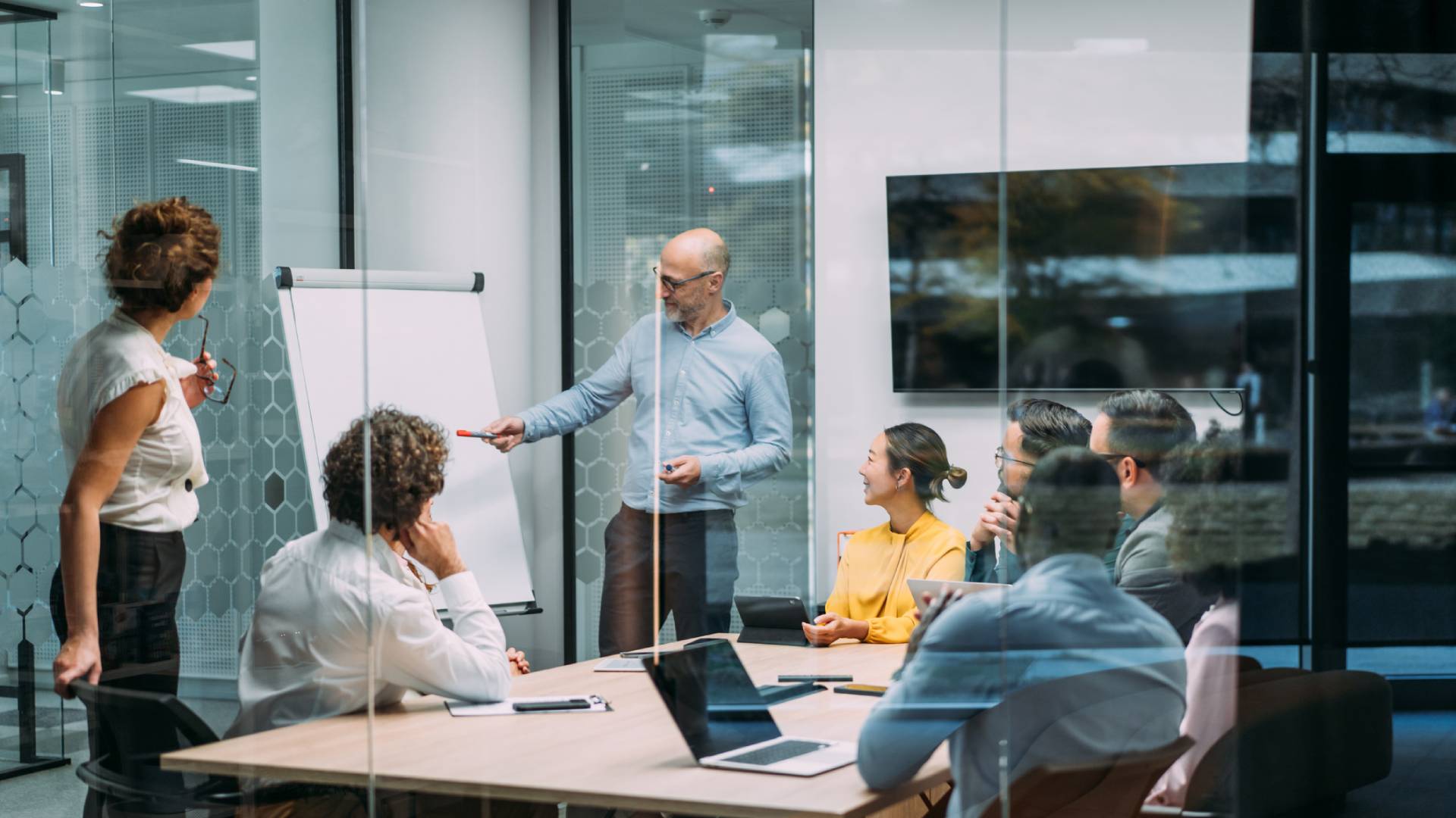 Team meeting in a modern conference room