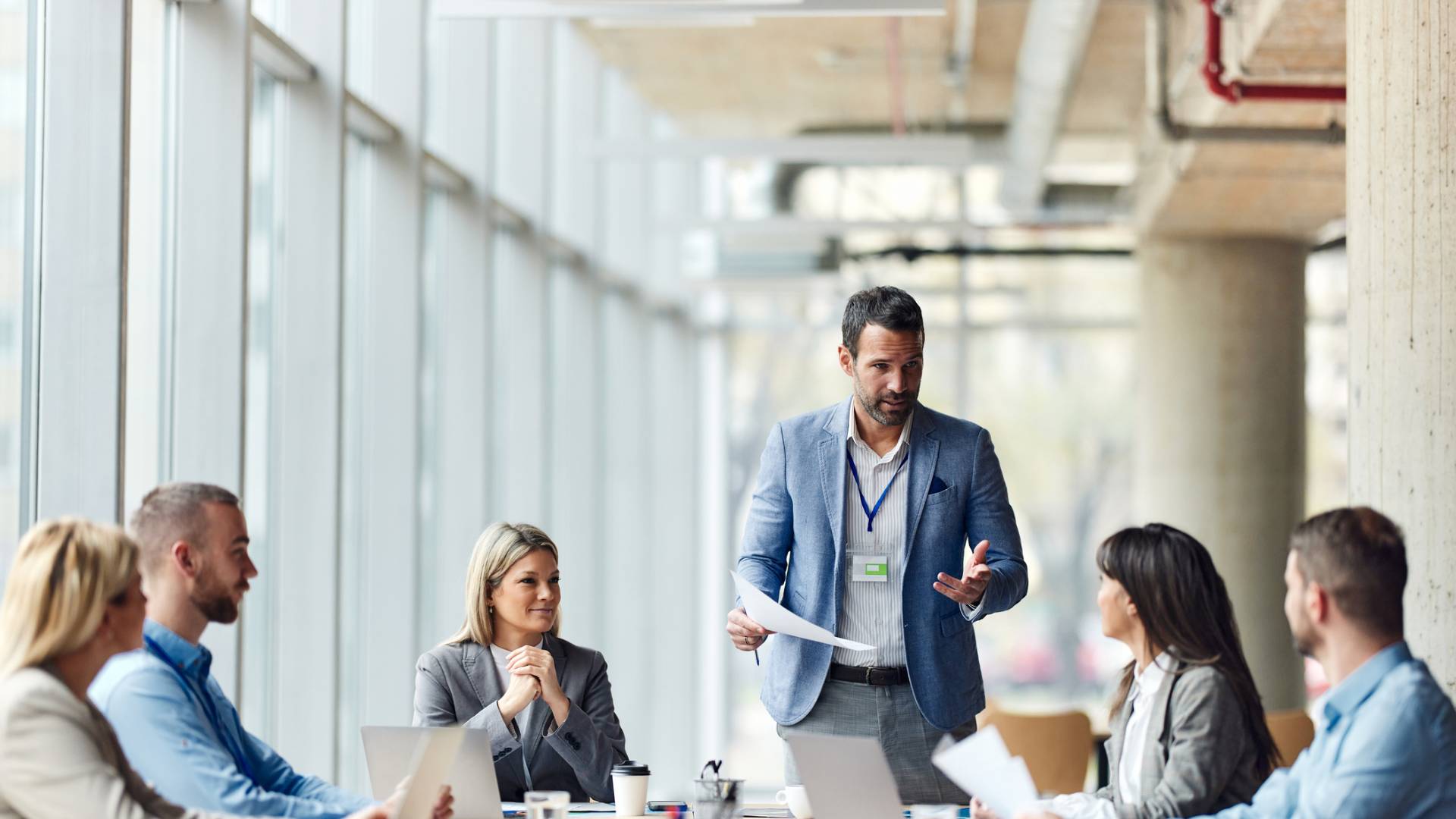 Business meeting in a modern conference room